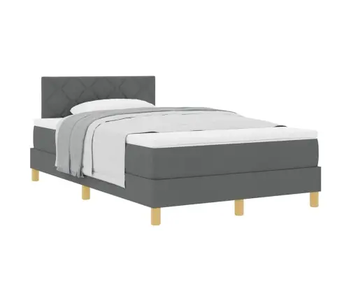 Kastes Atsperu Gulta Ar Matriču Tumši Pelēks 120X190 Cm Audums Vidaxl