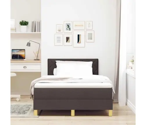 Kontinentālā Gulta Ar Matraci Tumši Brūna 120 X 190 Cm Audums Vidaxl