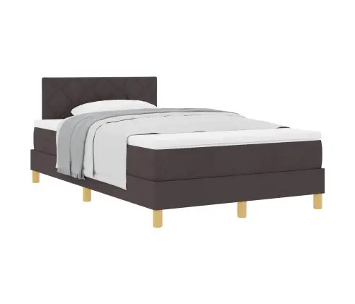 Kontinentālā Gulta Ar Matraci Tumši Brūna 120 X 190 Cm Audums Vidaxl