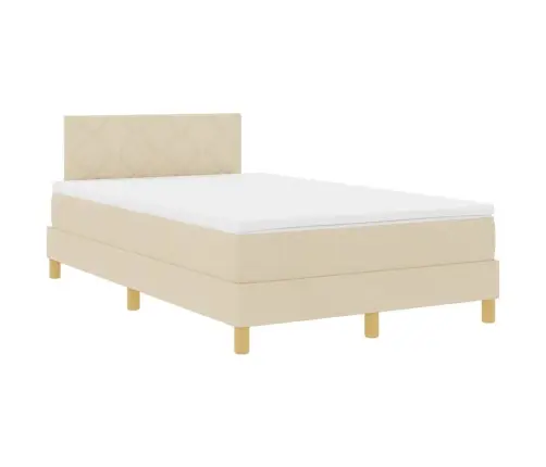 Kontinentālā Gulta Ar Matraci Krēmkrāsa 120 X 190 Cm Audums Vidaxl