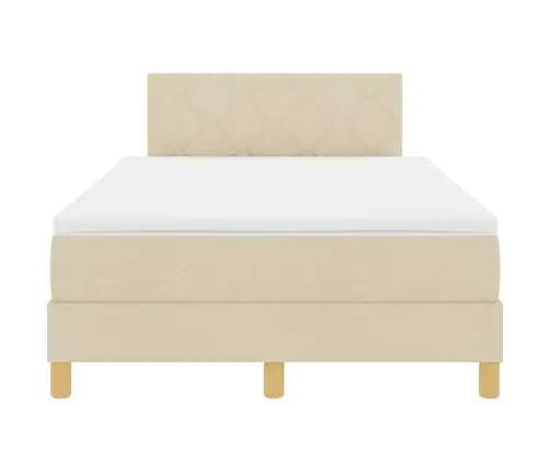 Kontinentālā Gulta Ar Matraci Krēmkrāsa 120 X 190 Cm Audums Vidaxl