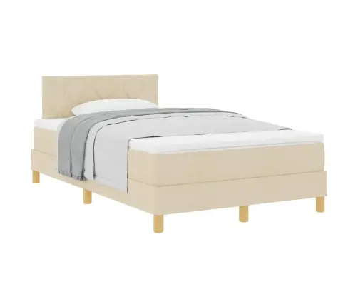 Kontinentālā Gulta Ar Matraci Krēmkrāsa 120 X 190 Cm Audums Vidaxl