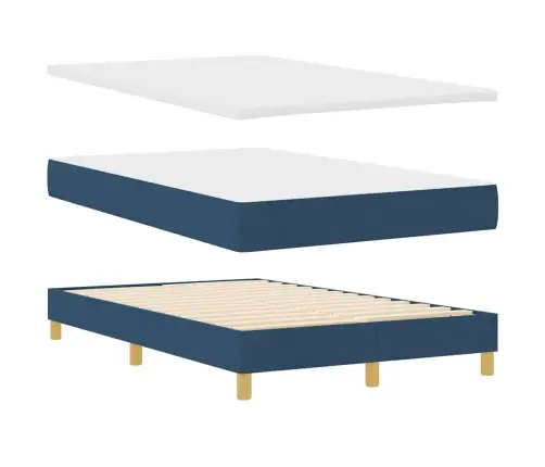Kontinentālā Gulta Ar Matraci Zila 120 X 190 Cm Audums Vidaxl