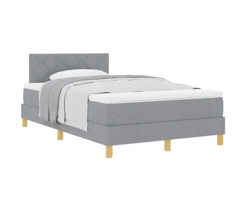 Kastīšu Gulta Ar Matraci Gaiši Pelēka 120X200 Cm Audums Vidaxl