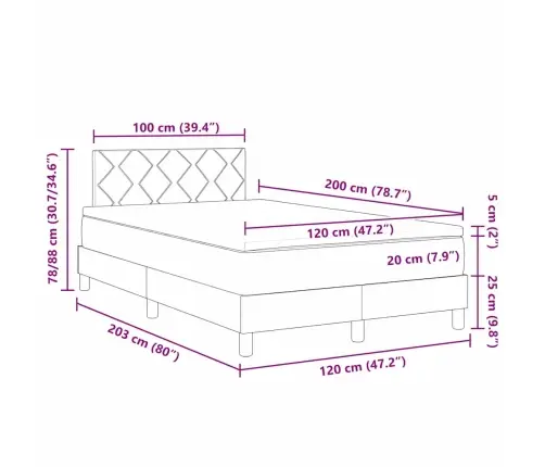 Kastes Atsperu Gulta Ar Matraci Tumši Brūnā Krāsā 120X200 Cm Audums Vidaxl
