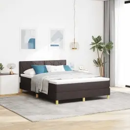 Kastītes Atsperu Gulta Tumši Brūna 140 X 190 Cm Audums Vidaxl Kastītes Atsperu Gulta Tumši Brūna 140 X 190 Cm Audums Vidaxl