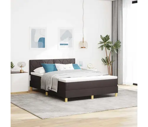 Box Spring Gulta Ar Matraci Tumšbrūns 140X190 Cm Audums Vidaxl