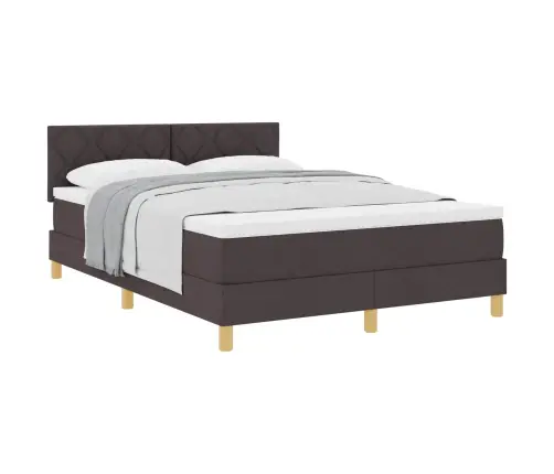 Box Spring Gulta Ar Matraci Tumšbrūns 140X190 Cm Audums Vidaxl