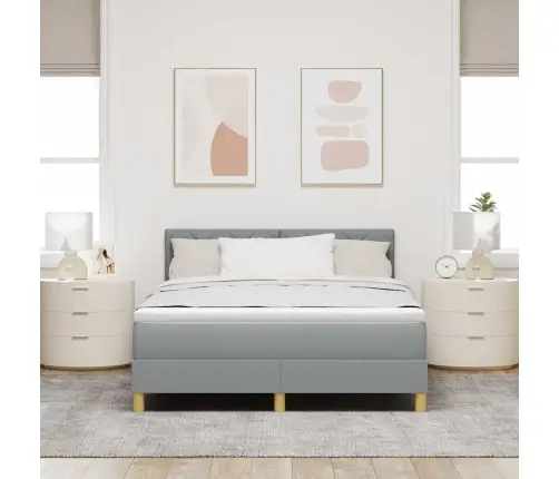 Spyruoklinė Lova Su Čiužiniu Šviesiai Pilka 160 X 200 Cm