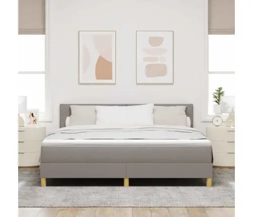 Spyruoklinė Lova Su Čiužiniu Taupe 180 X 200 Cm Audinys