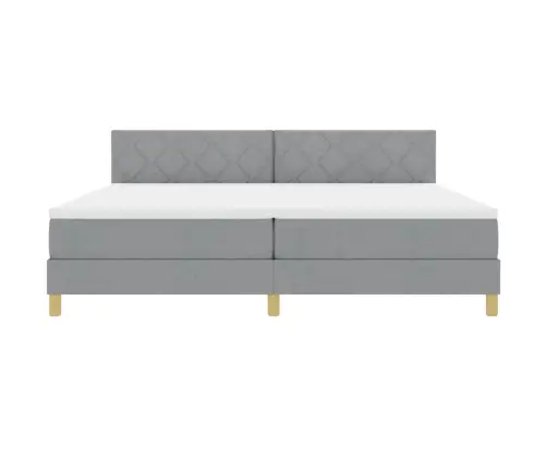 Kaste Atsperu Gulta Ar Matraci Gaiši Pelēks 200X200 Cm Audums Vidaxl