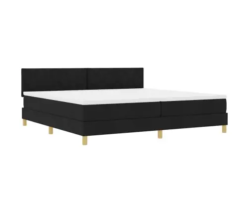 Spyruoklinė Lova Su Čiužiniu Juoda 200 X 200 Cm Audinys