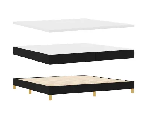 Spyruoklinė Lova Su Čiužiniu Juoda 200 X 200 Cm Audinys