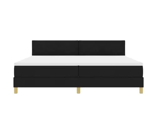 Spyruoklinė Lova Su Čiužiniu Juoda 200 X 200 Cm Audinys