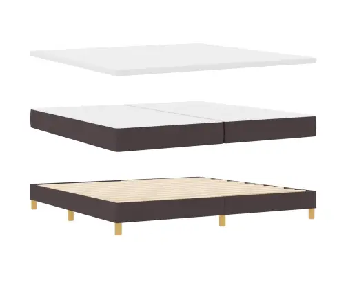 Kaste Spožs Gulta Ar Matraci Tumšbrūnā Krāsā 200X200 Cm Audums Vidaxl