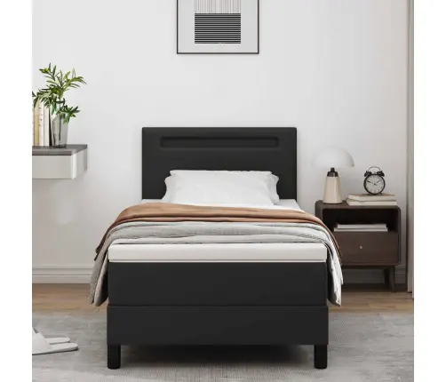 Gultas Rāmis Ar Matraci Melna 90 X 190 Cm Mākslīgā Āda Vidaxl