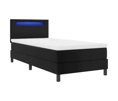 Gultas Rāmis Ar Matraci Melna 90 X 190 Cm Mākslīgā Āda Vidaxl