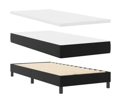 Gultas Rāmis Ar Matraci Melna 90 X 190 Cm Mākslīgā Āda Vidaxl