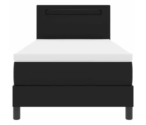 Kiemas Lova Su Čiužiniu Juoda 90 X 190 Cm Dirbtinė Oda