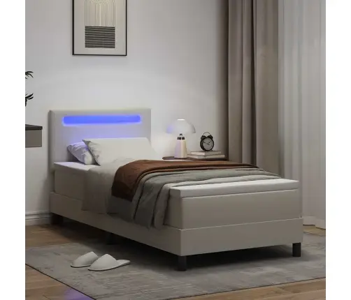 Kiemas Lova Su Čiužiniu Balta 90 X 190 Cm Dirbtinė Oda