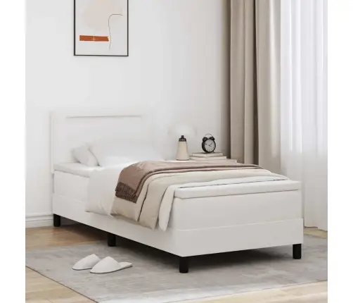 Gultas Rāmis Ar Matraci Balts 90 X 190 Cm Mākslīgā Āda Vidaxl