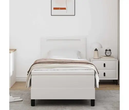 Gultas Rāmis Ar Matraci Balts 90 X 190 Cm Mākslīgā Āda Vidaxl