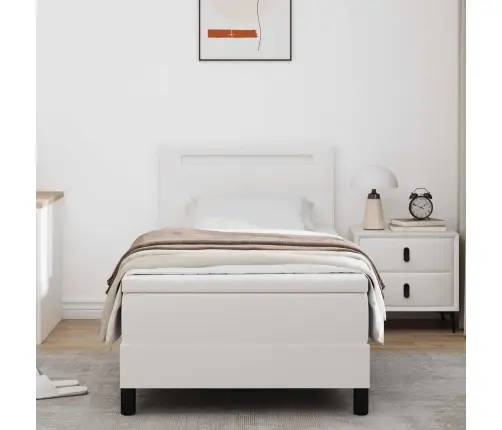 Kiemas Lova Su Čiužiniu Balta 90 X 190 Cm Dirbtinė Oda