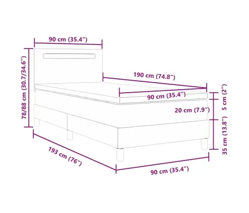 Gultas Rāmis Ar Matraci Balts 90 X 190 Cm Mākslīgā Āda Vidaxl