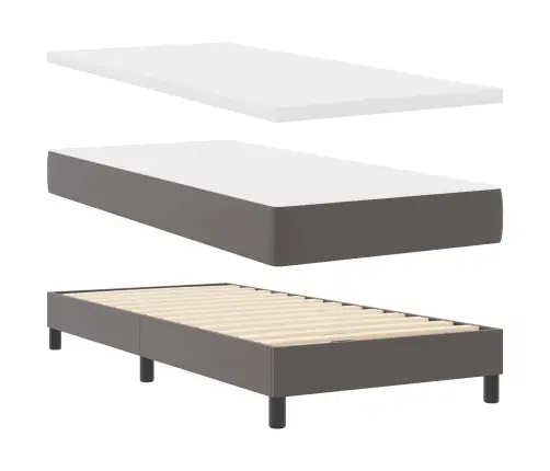 Gultas Rāmis Ar Matraci Pelēka 90 X 190 Cm Mākslīgā Āda Vidaxl