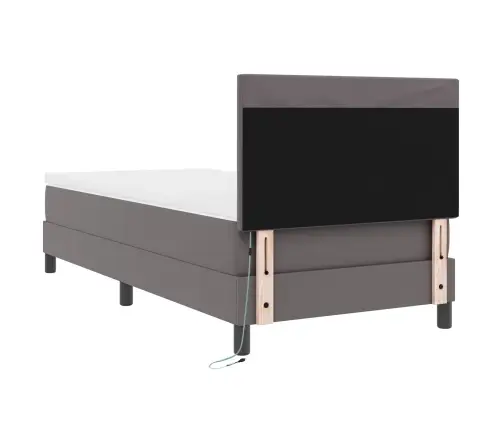 Gultas Rāmis Ar Matraci Pelēka 90 X 190 Cm Mākslīgā Āda Vidaxl