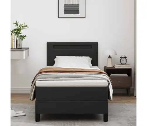 Gultas Rāmis Ar Matraci Melna 90 X 200 Cm Mākslīgā Āda Vidaxl