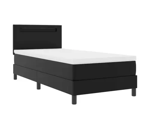 Kiemas Lova Su Čiužiniu Juoda 90 X 200 Cm Dirbtinė Oda