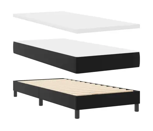 Kiemas Lova Su Čiužiniu Juoda 90 X 200 Cm Dirbtinė Oda