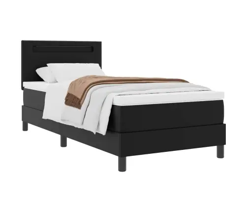 Kiemas Lova Su Čiužiniu Juoda 90 X 200 Cm Dirbtinė Oda