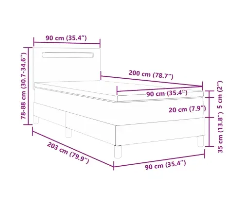 Gultas Rāmis Ar Matraci Melna 90 X 200 Cm Mākslīgā Āda Vidaxl