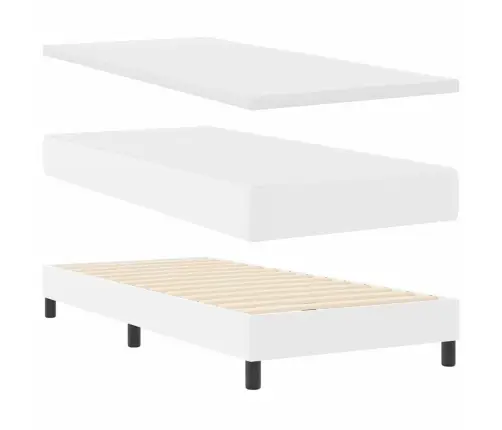 Kiemas Lova Su Čiužiniu Balta 90 X 200 Cm Dirbtinė Oda