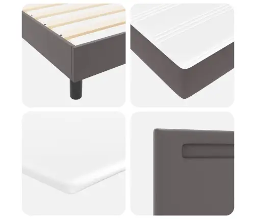 Gultas Rāmis Ar Matraci Pelēka 90 X 200 Cm Mākslīgā Āda Vidaxl