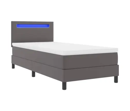 Gultas Rāmis Ar Matraci Pelēka 90 X 200 Cm Mākslīgā Āda Vidaxl