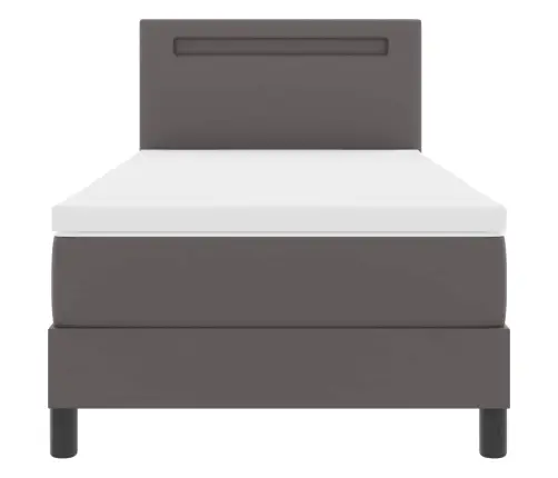 Gultas Rāmis Ar Matraci Pelēka 90 X 200 Cm Mākslīgā Āda Vidaxl