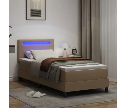 Gultas Rāmis Ar Matraci Kapučīno 90 X 200 Cm Mākslīgā Āda Vidaxl