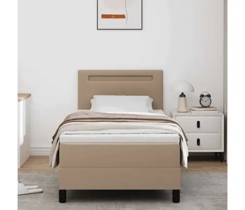 Kiemas Lova Su Čiužiniu Kapučino 90 X 200 Cm Dirbtinė Oda