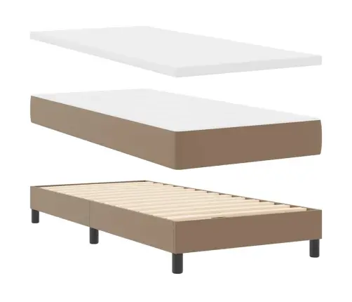 Kiemas Lova Su Čiužiniu Kapučino 90 X 200 Cm Dirbtinė Oda