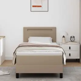 Kastītes Atsperu Gulta Kapučīno 100 X 200 Cm Mākslīgā Āda Vidaxl