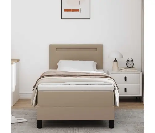 Gultas Rāmis Ar Matraci Cappuccino Krāsā, 100 X 200 Cm, No Mākslīgās Ādas Vidaxl