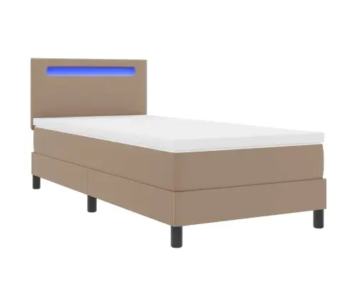 Gultas Rāmis Ar Matraci Cappuccino Krāsā, 100 X 200 Cm, No Mākslīgās Ādas Vidaxl
