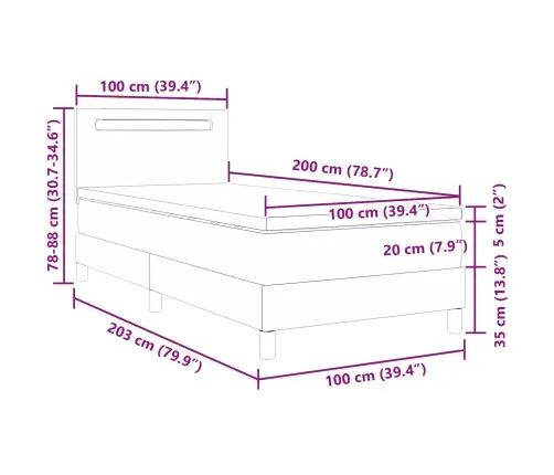 Gultas Rāmis Ar Matraci Cappuccino Krāsā, 100 X 200 Cm, No Mākslīgās Ādas Vidaxl