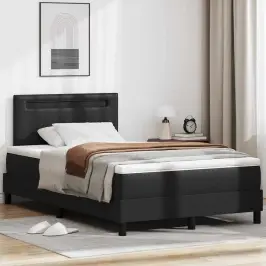 Gultas Rāmis Ar Matraci Melna 120 X 190 Cm Mākslīgā Āda Vidaxl