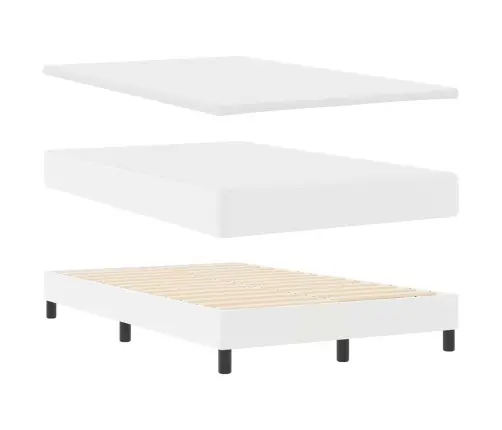 Gultas Rāmis Ar Matraci, Balts, Mazs Divguļamais, Mākslīgā Āda. Vidaxl