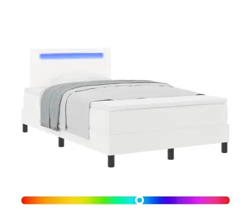 Gultas Rāmis Ar Matraci, Balts, Mazs Divguļamais, Mākslīgā Āda. Vidaxl