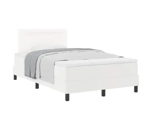 Gultas Rāmis Ar Matraci, Balts, Mazs Divguļamais, Mākslīgā Āda. Vidaxl